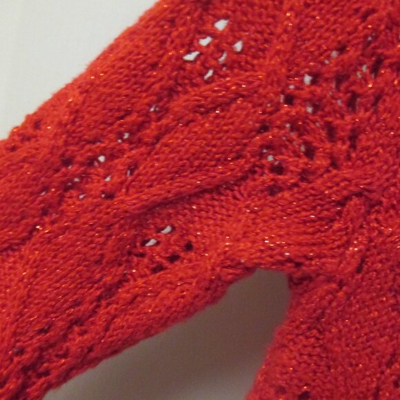 Girls Cat & Jack Red Crochet Sweater Dress size XS 4/5 sparkle Valentines Day - Picture 4 of 5